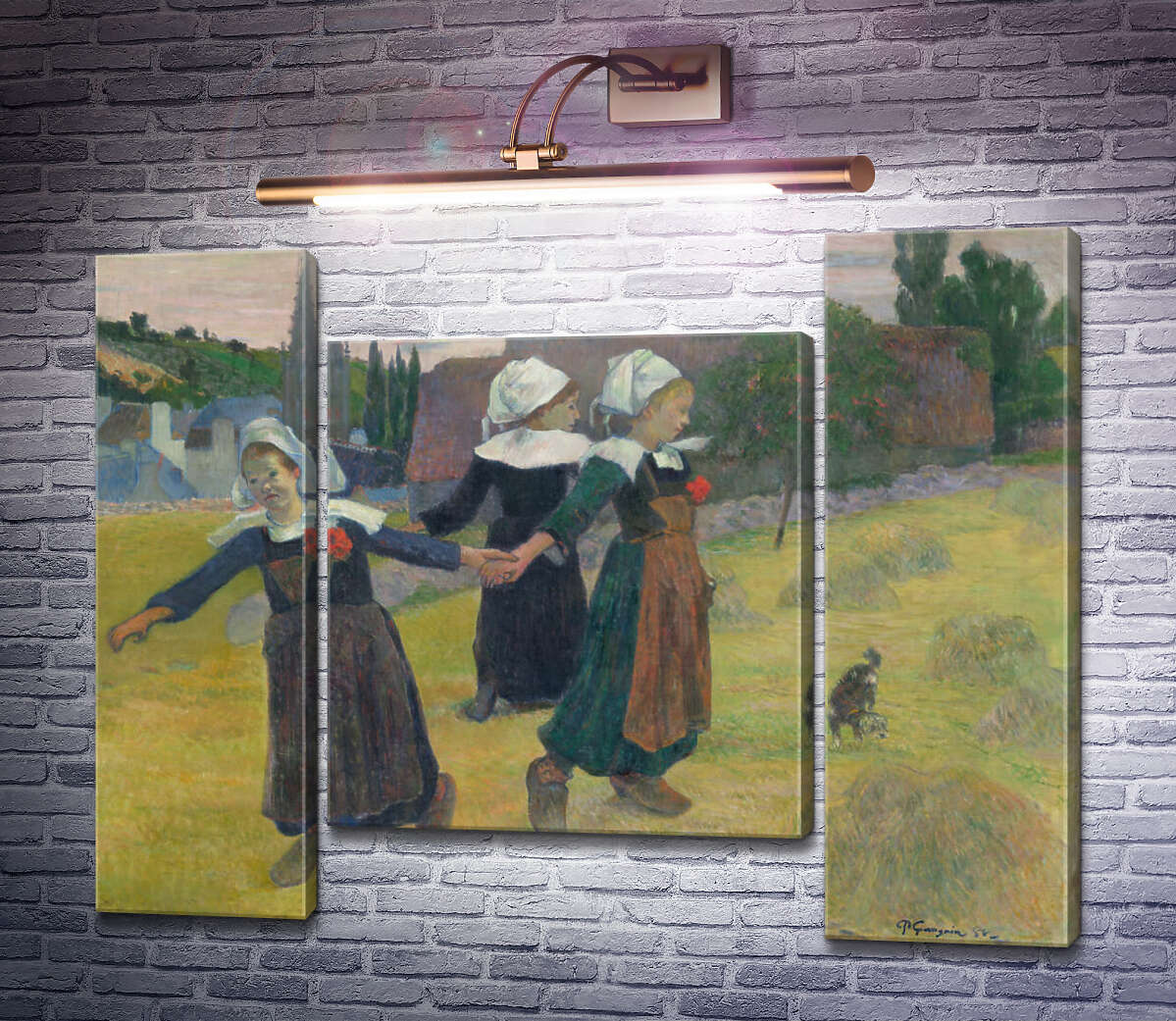 Модульна картина Бретонська дівчинки танцюють, 1888 (Модуль №11) Поль Гоген Модульна картина Бретонська дівчинки танцюють, 1888 (Модуль №11) Поль Гоген