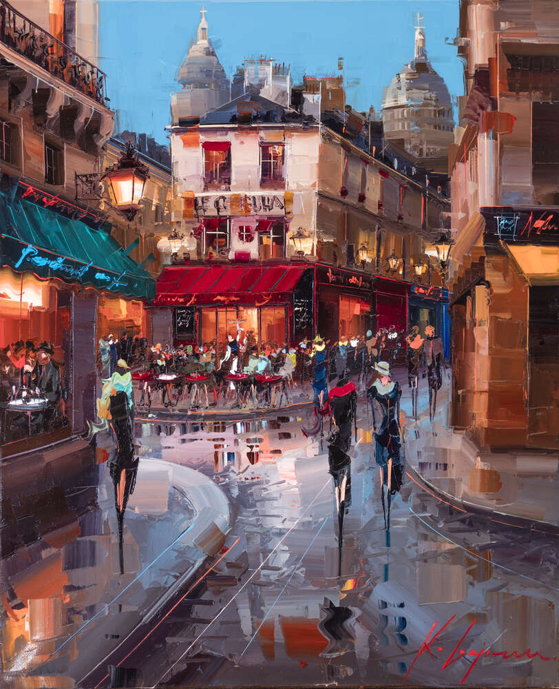 репродукция картина-постер  Рестораны на пересечении улиц, Париж Кал Гаджум