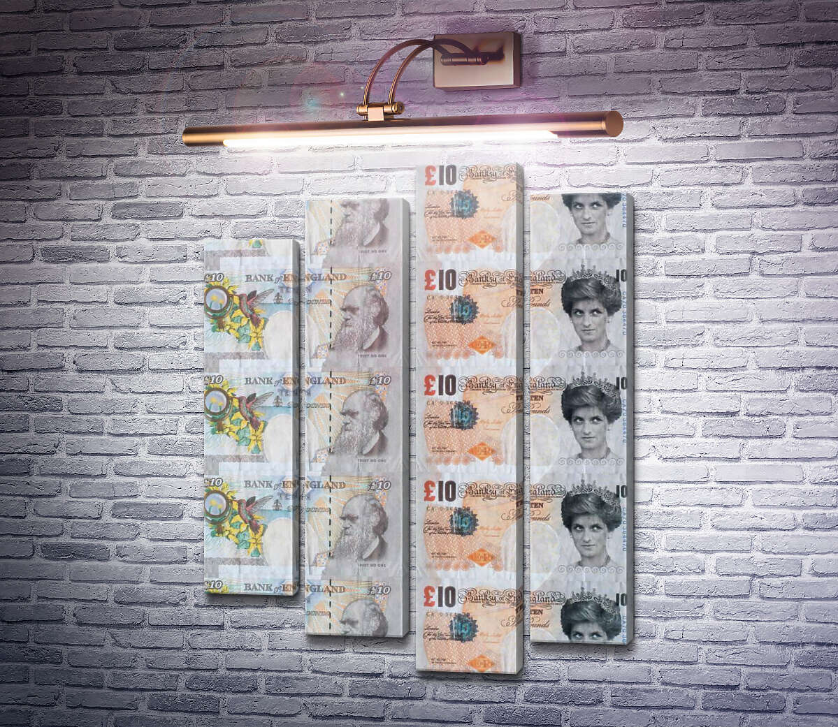 Модульна картина Фальшиві £ 10 із зображенням леді Ді (Модуль №3) Бенксі Модульна картина Фальшиві £ 10 із зображенням леді Ді (Модуль №3) Бенксі
