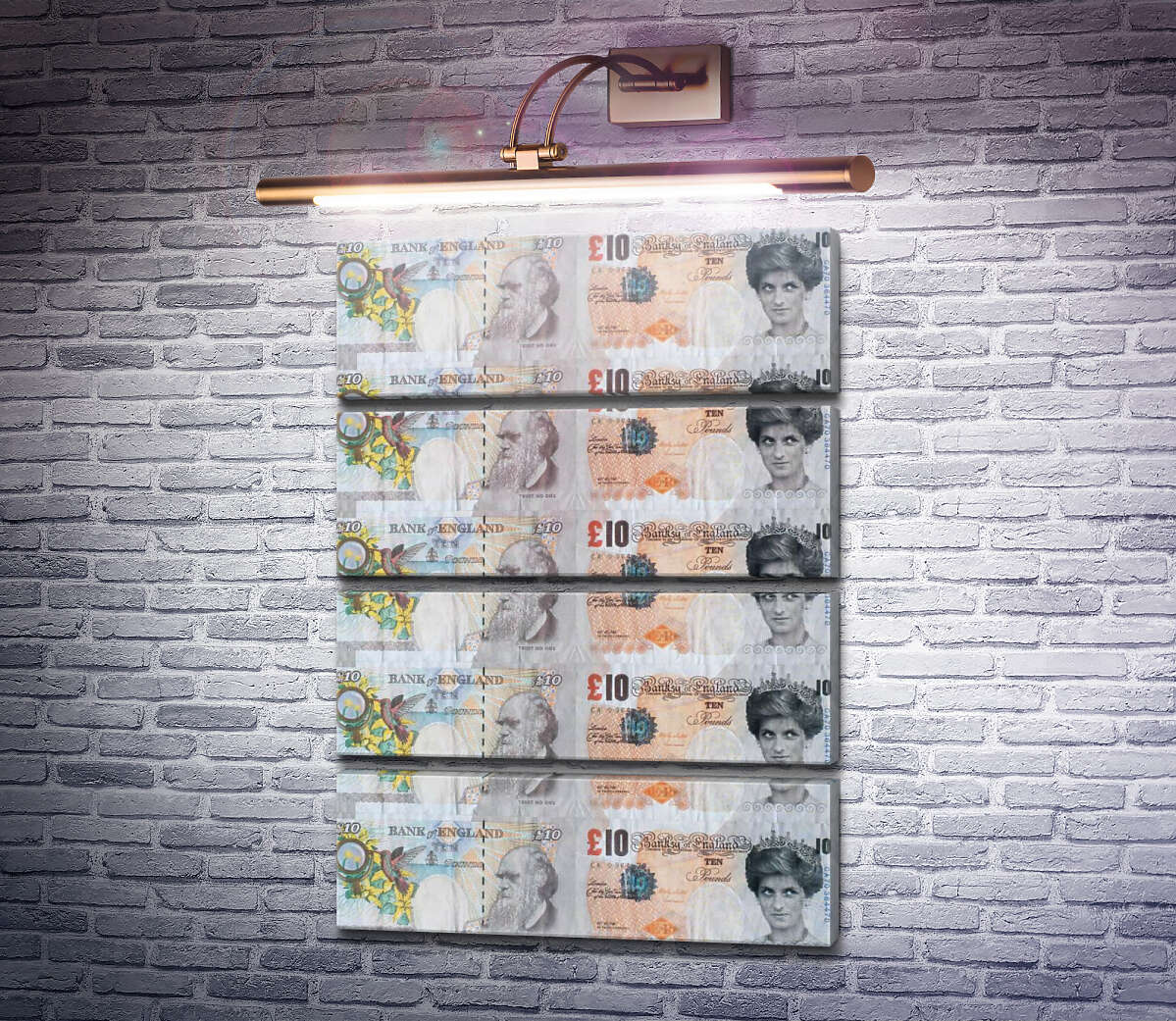 Модульная картина Фальшивые £ 10 с изображением леди Ди (Модуль №22) Бэнкси Модульная картина Фальшивые £ 10 с изображением леди Ди (Модуль №22) Бэнкси