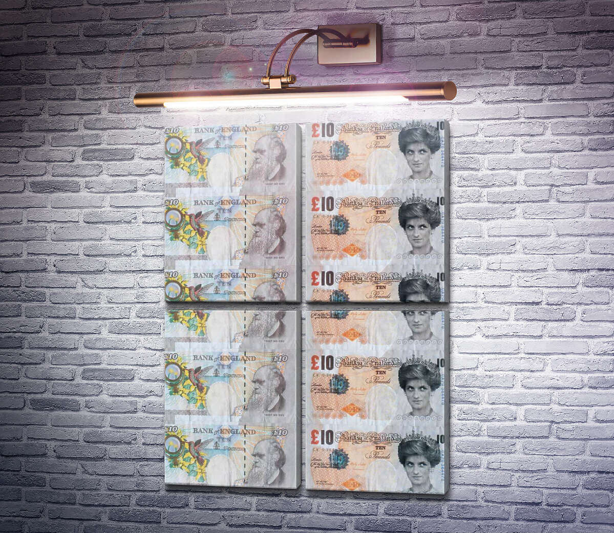 Модульная картина Фальшивые £ 10 с изображением леди Ди (Модуль №25) Бэнкси Модульная картина Фальшивые £ 10 с изображением леди Ди (Модуль №25) Бэнкси