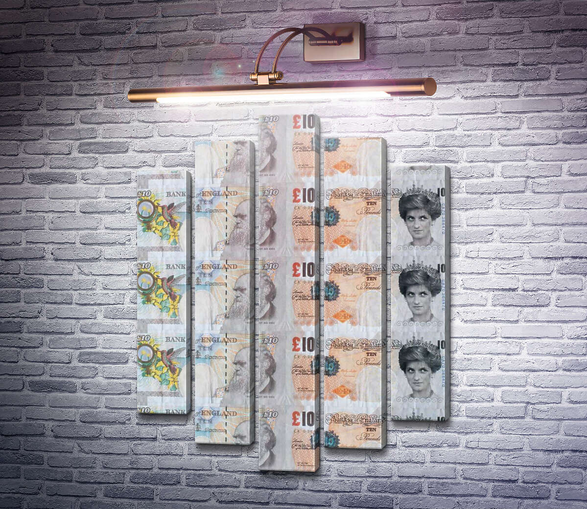 Модульная картина Фальшивые £ 10 с изображением леди Ди (Модуль №4) Бэнкси