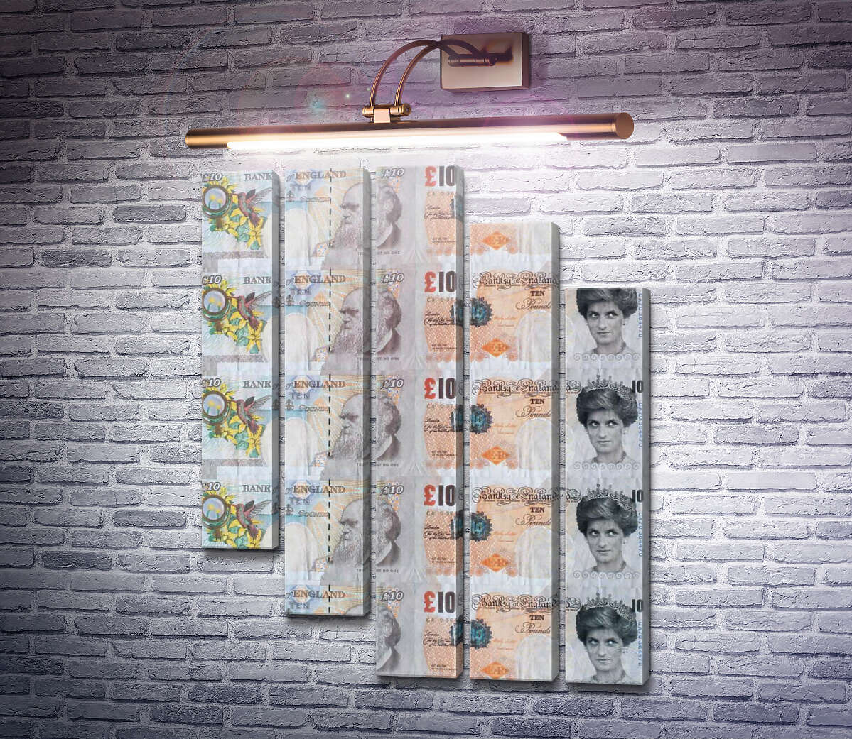 Модульна картина Фальшиві £ 10 із зображенням леді Ді (Модуль №28) Бенксі