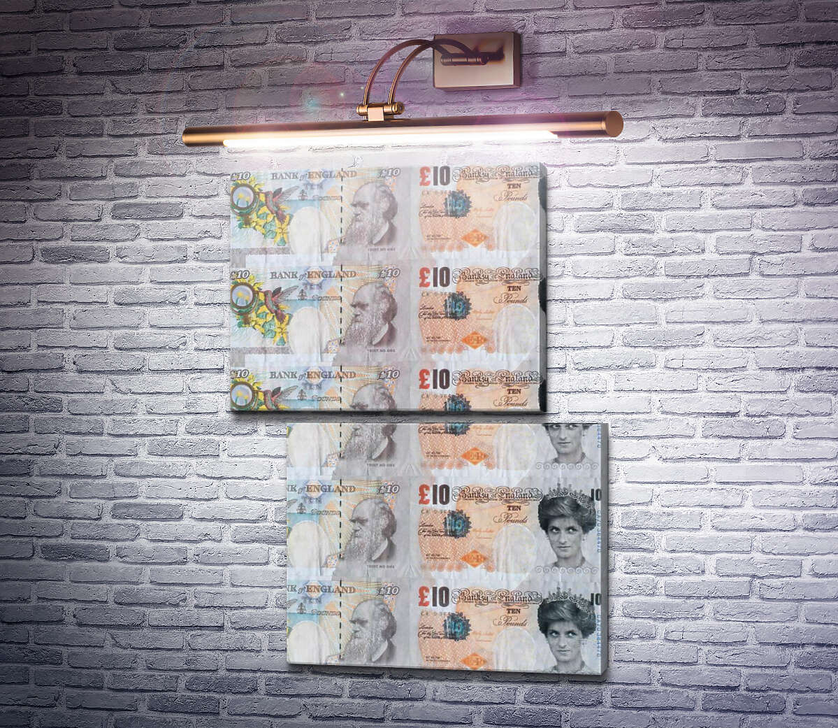 Модульная картина Фальшивые £ 10 с изображением леди Ди (Модуль №8) Бэнкси