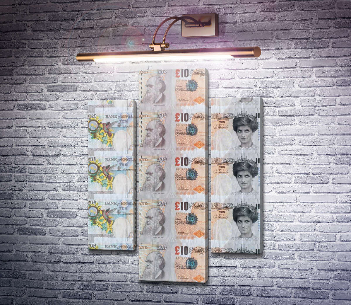 Модульная картина Фальшивые £ 10 с изображением леди Ди (Модуль №10) Бэнкси