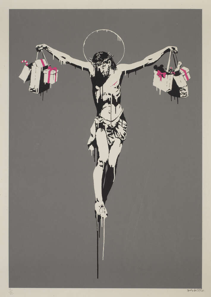 репродукция картина-постер  Христос с сумками для покупок Бэнкси