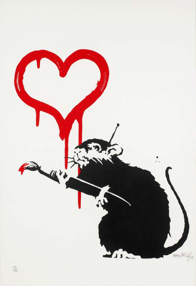 репродукция картина-постер  Крыса любви Бэнкси