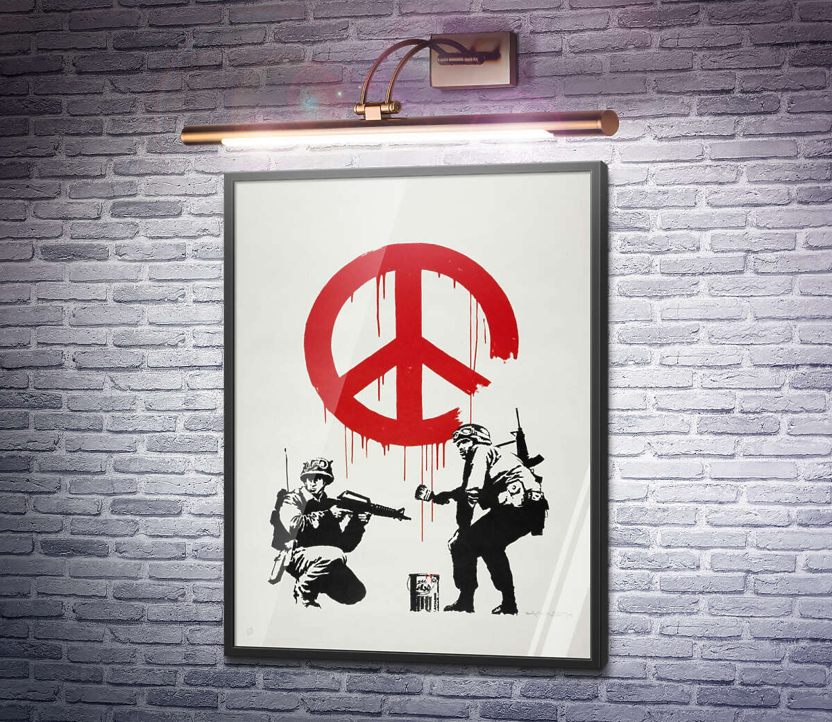 Постер Солдати, які малюють знак миру Бенксі