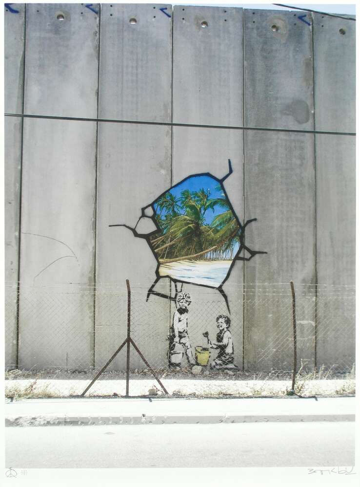 репродукція картина-постер  Фото в Палестині (Хлопчик з лопаткою) Бенксі