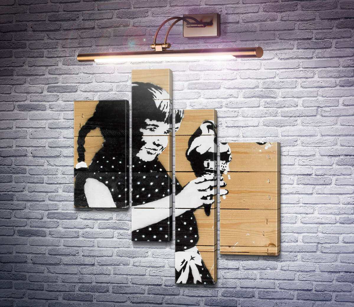Модульная картина Девочка с мороженым-бомбой (Модуль №21) Бэнкси
