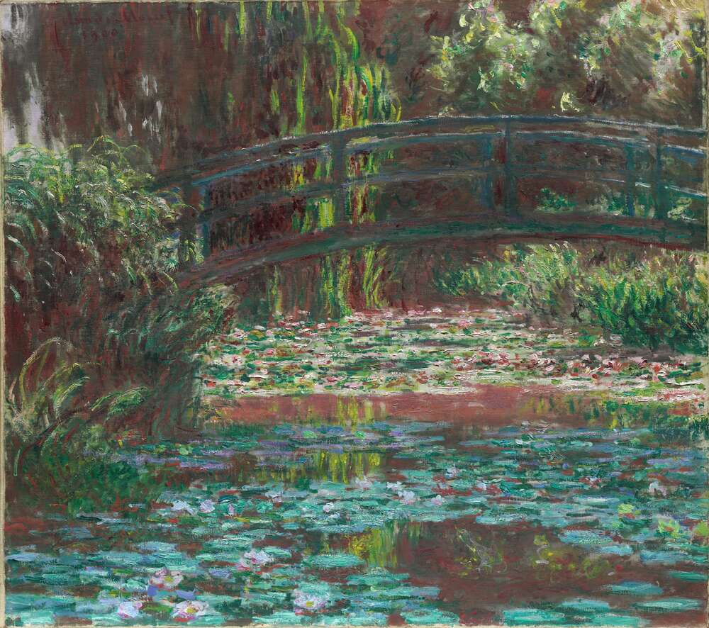 репродукция картина-постер  Японский мостик через пруд с кувшинками Клод Моне
