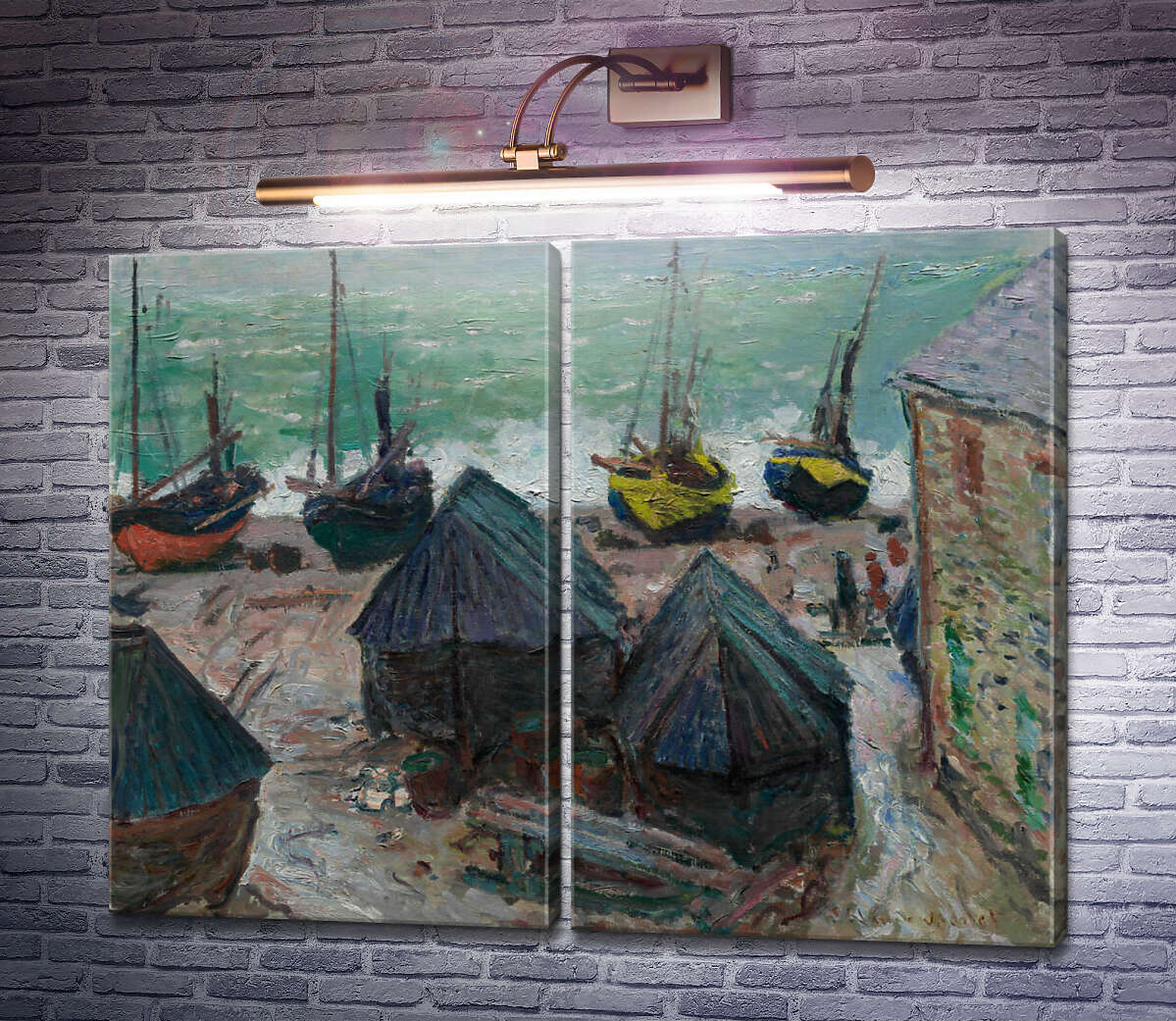 Модульна картина Човни на березі в Етрета Клод Моне