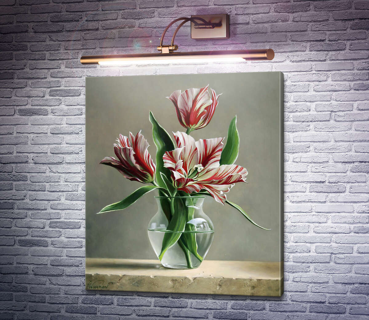 Картина Тюльпани в кришталевій вазі Пітер Вагеманс