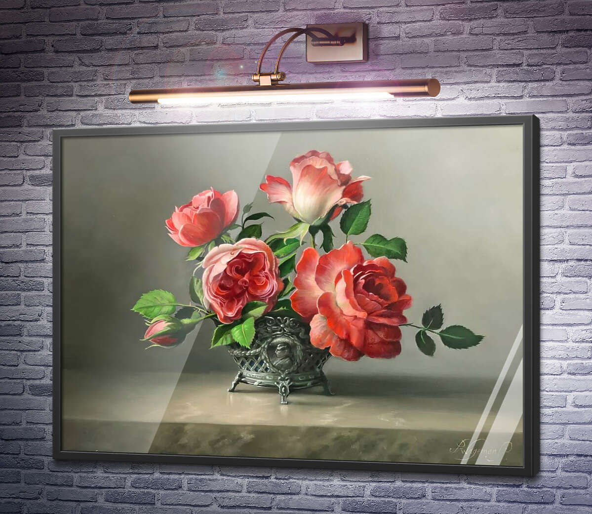 Постер Червоні троянди в старовинної вазі Пітер Вагеманс