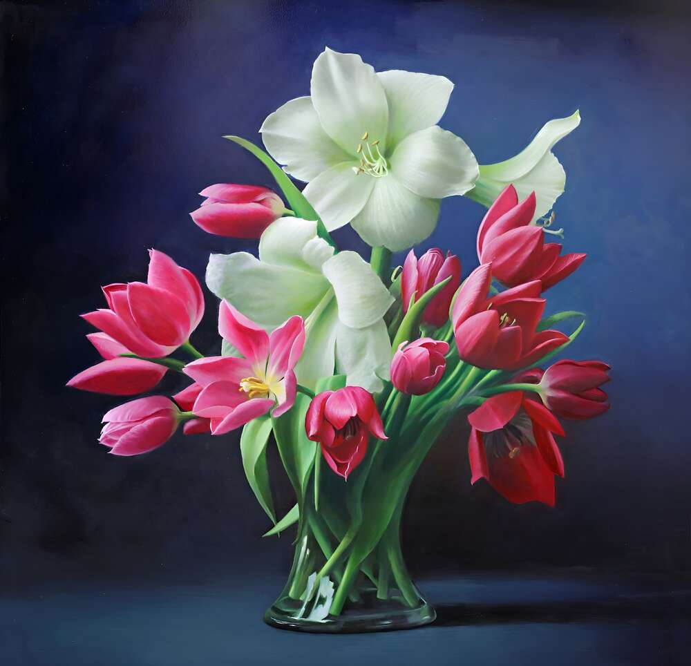 репродукция картина-постер  Тюльпаны и лилии Питер Вагеманс