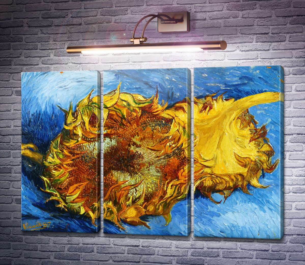 Модульная картина Два срезанных подсолнуха (Still Life with Two Sunflowers), 1887 (Модуль №2) Винсент Ван Гог