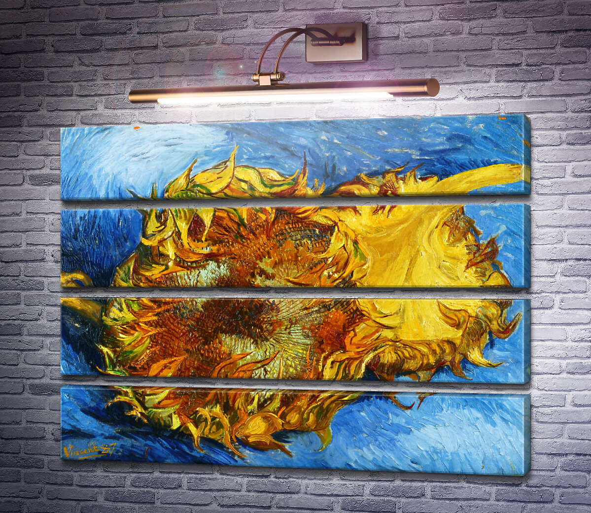 Модульная картина Два срезанных подсолнуха (Still Life with Two Sunflowers), 1887 (Модуль №22) Винсент Ван Гог