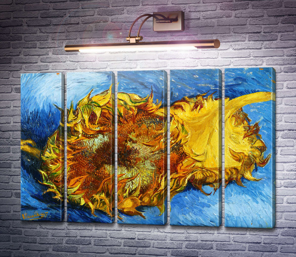Модульная картина Два срезанных подсолнуха (Still Life with Two Sunflowers), 1887 (Модуль №26) Винсент Ван Гог Модульная картина Два срезанных подсолнуха (Still Life with Two Sunflowers), 1887 (Модуль №26) Винсент Ван Гог