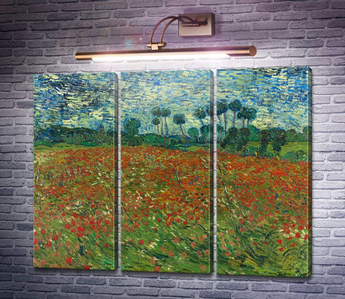 Модульна картина Макове поле (Fields with Poppies), 1890 (Модуль №2) Вінсент Ван Гог