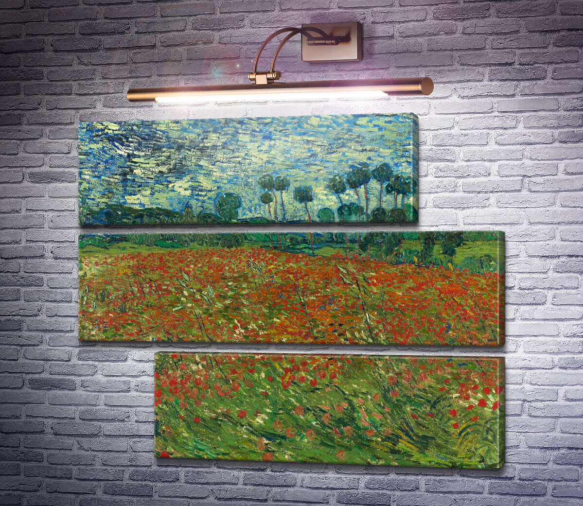 Модульна картина Макове поле (Fields with Poppies), 1890 (Модуль №16) Вінсент Ван Гог
