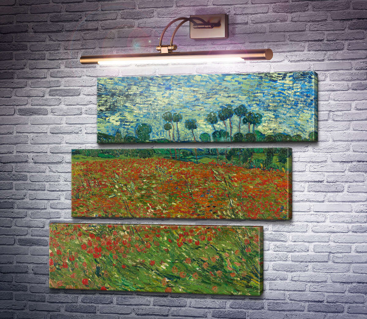 Модульная картина Маковое поле (Fields with Poppies), 1890 (Модуль №17) Винсент Ван Гог