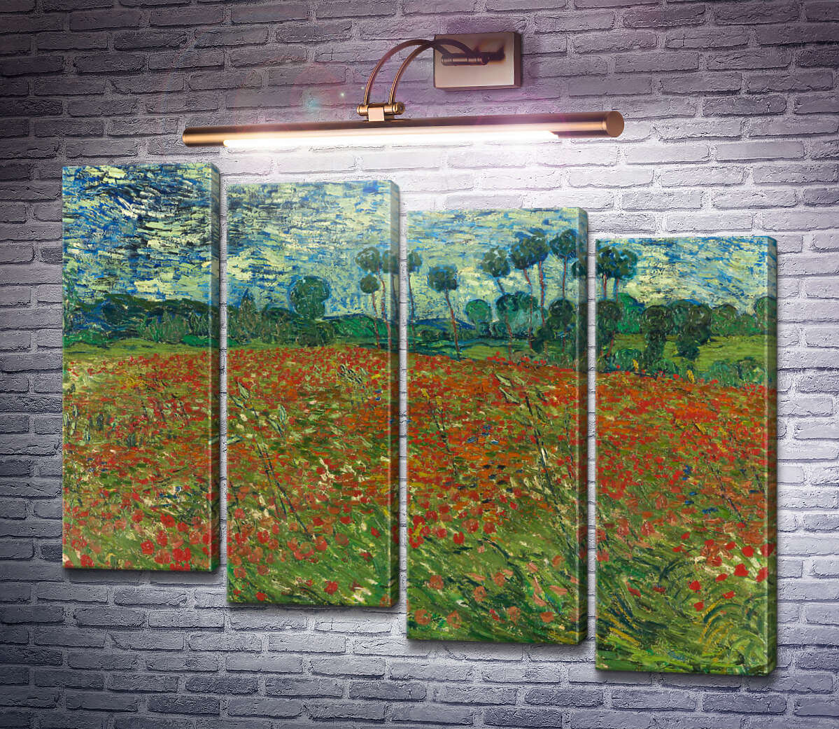 Модульная картина Маковое поле (Fields with Poppies), 1890 (Модуль №19) Винсент Ван Гог
