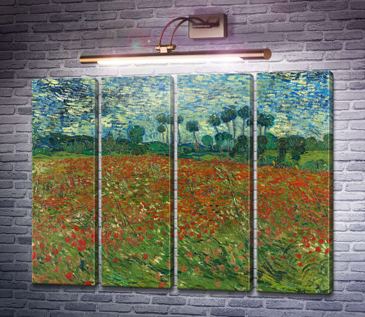 Модульная картина Маковое поле (Fields with Poppies), 1890 (Модуль №24) Винсент Ван Гог