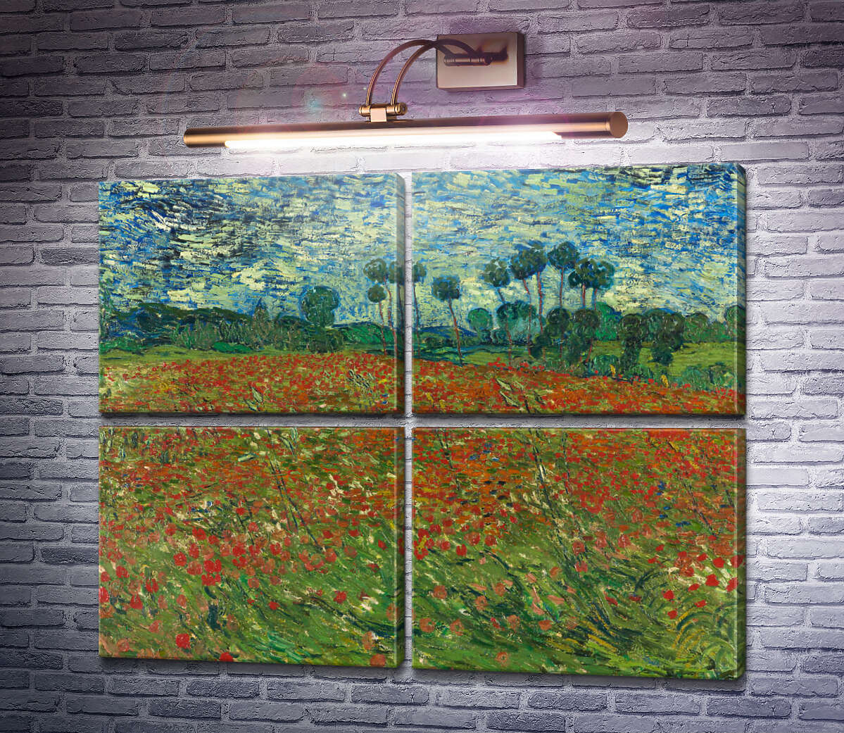 Модульная картина Маковое поле (Fields with Poppies), 1890 (Модуль №25) Винсент Ван Гог