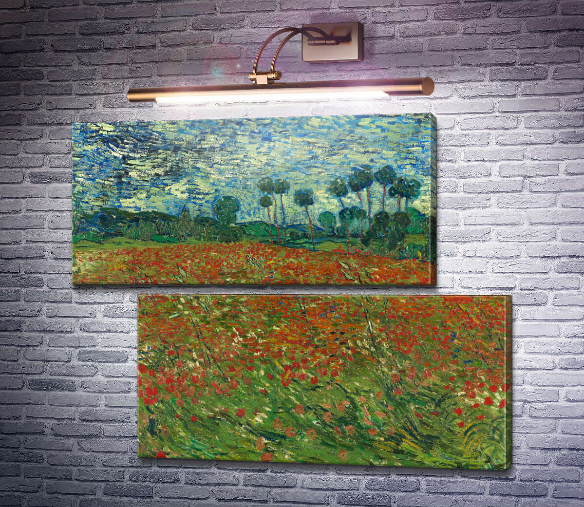 Модульна картина Макове поле (Fields with Poppies), 1890 (Модуль №8) Вінсент Ван Гог