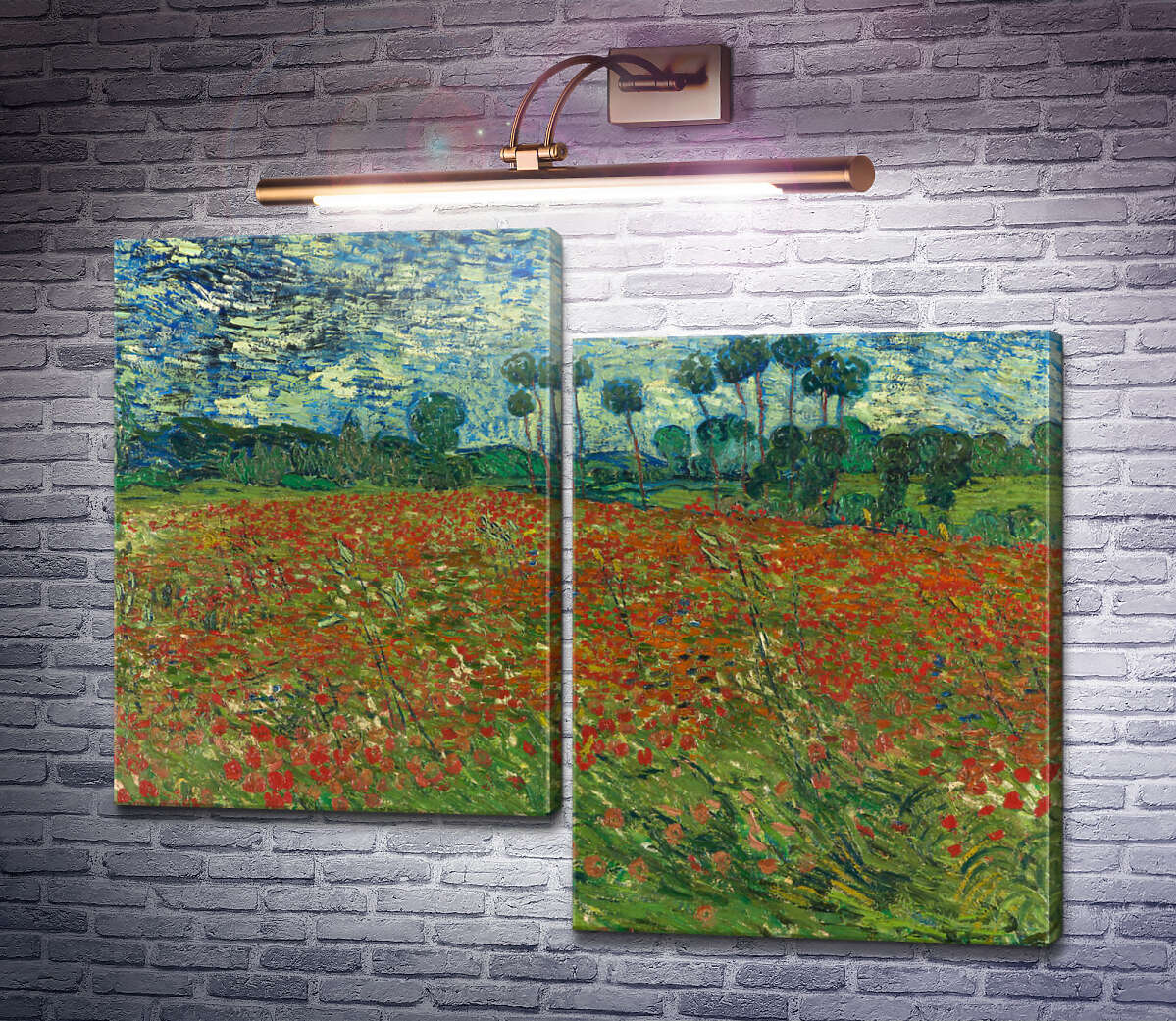 Модульная картина Маковое поле (Fields with Poppies), 1890 (Модуль №9) Винсент Ван Гог Модульная картина Маковое поле (Fields with Poppies), 1890 (Модуль №9) Винсент Ван Гог