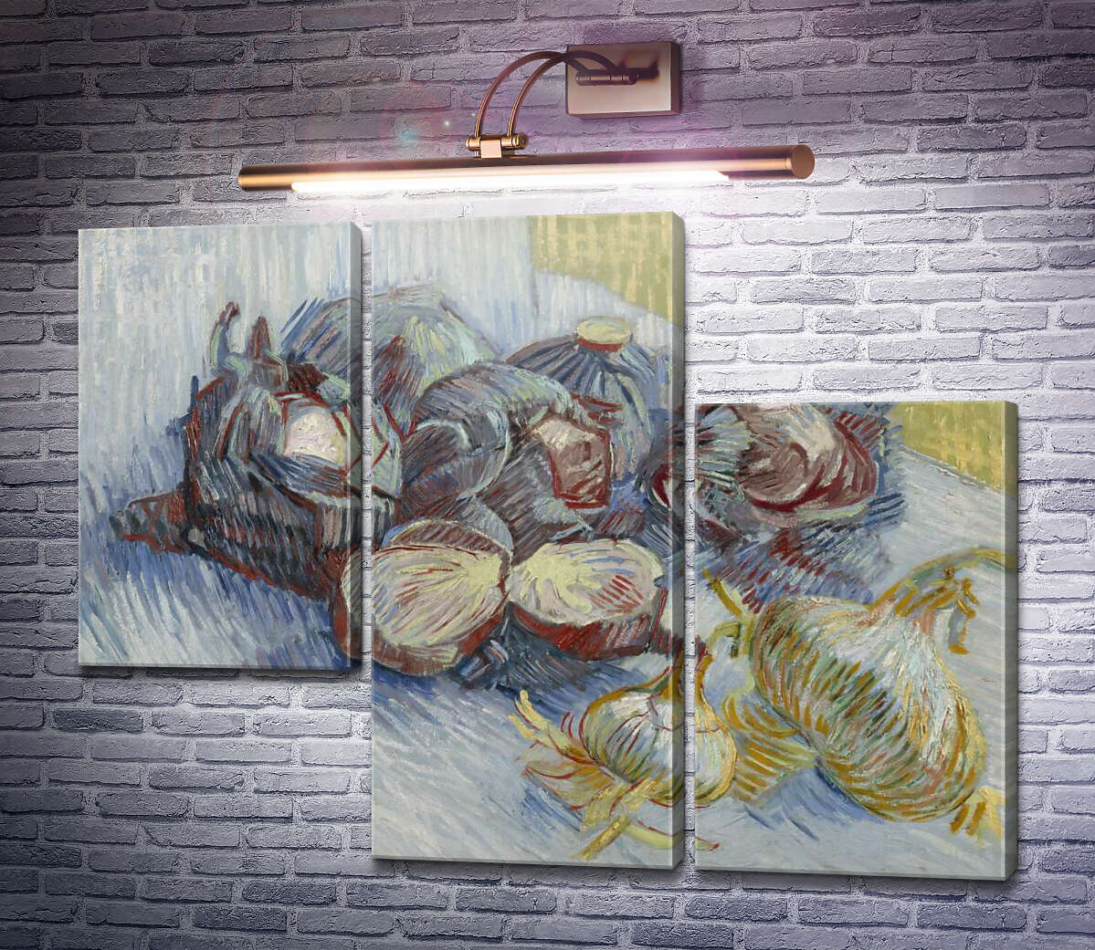 Модульная картина Натюрморт с красной капустой и луком (Still Life with Red Cabbage and Onions), 1887-88 (Модуль №13) Винсент Ван Гог