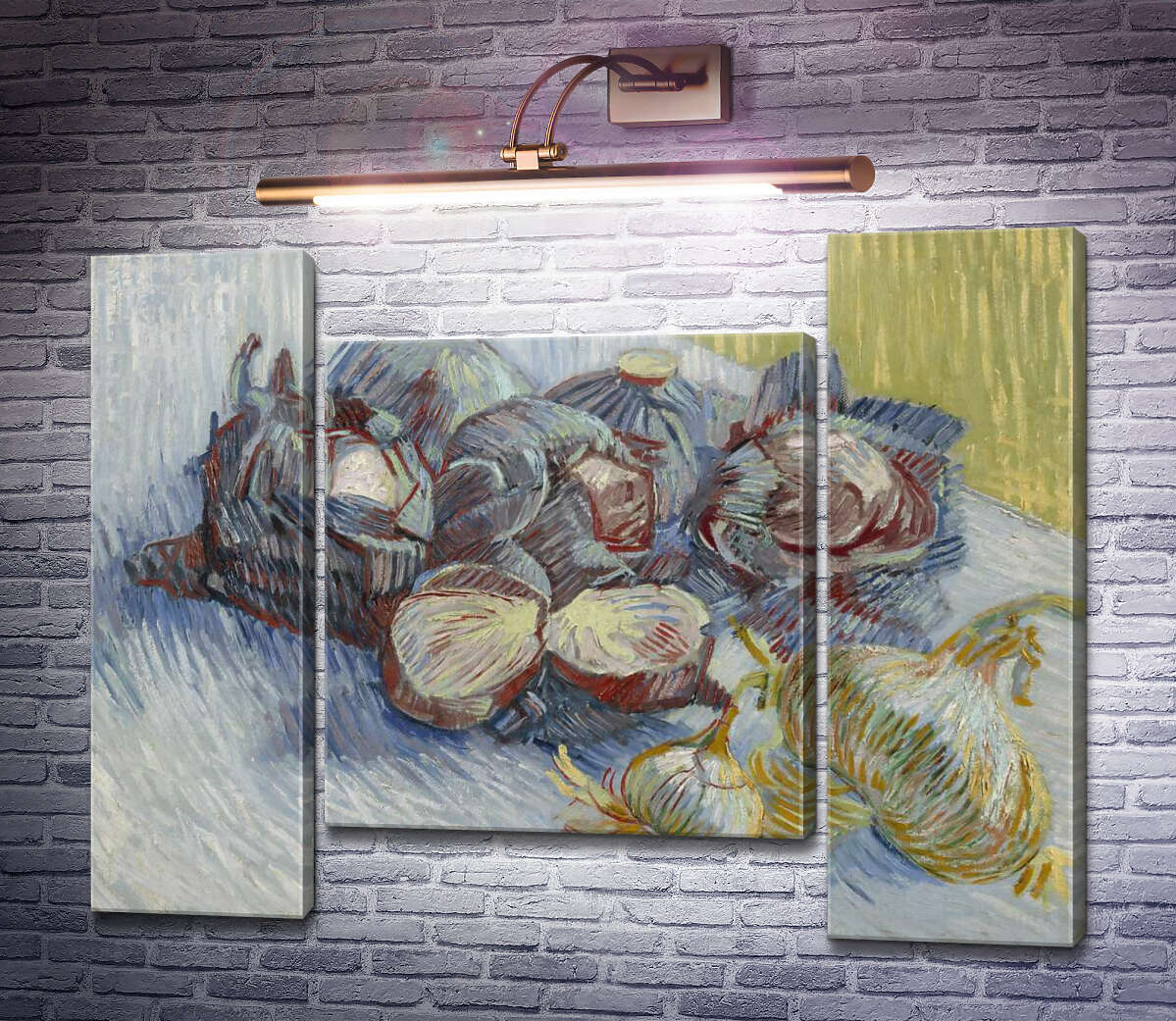 Модульная картина Натюрморт с красной капустой и луком (Still Life with Red Cabbage and Onions), 1887-88 (Модуль №11) Винсент Ван Гог