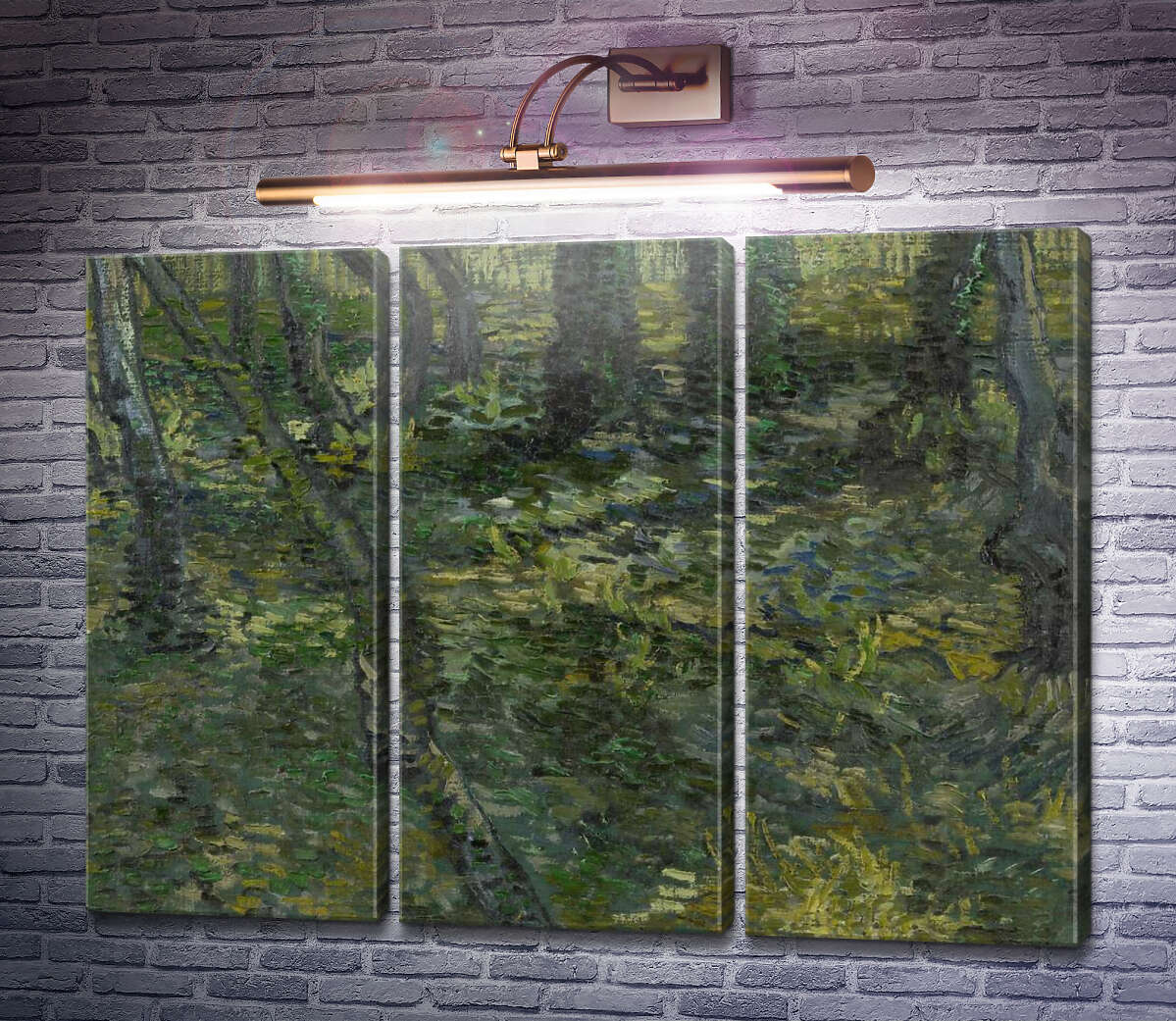 Модульная картина Подлесок с ивами (Undergrowth with Ivy), 1889 (Модуль №2) Винсент Ван Гог