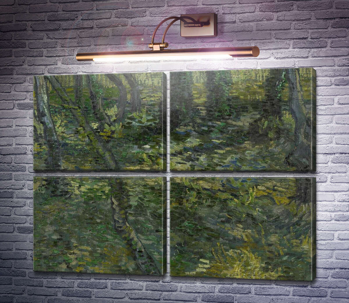 Модульна картина Підлісок з вербами (Undergrowth with Ivy), 1889 (Модуль №25) Вінсент Ван Гог