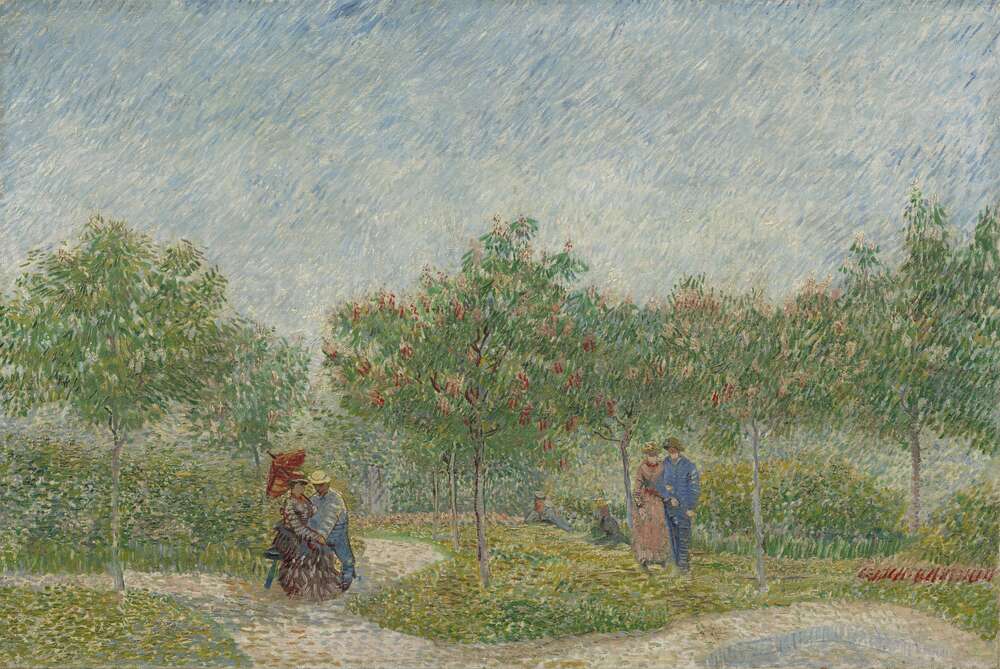 репродукція картина-постер  Сад з закоханими парами (Courting Couples in the Voyer d'Argenson Park in Asnieres), 1887 Вінсент Ван Гог