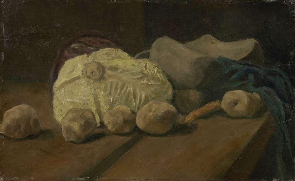 репродукція картина-постер  Натюрморт з капустою і дерев'яними черевиками (Still Life with Cabbage and Clogs, 1881 Вінсент Ван Гог