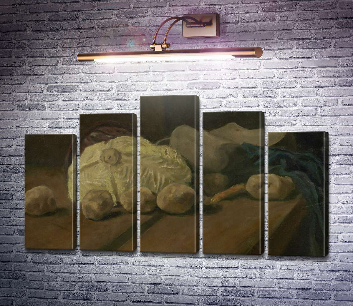 Модульна картина Натюрморт з капустою і дерев'яними черевиками (Still Life with Cabbage and Clogs, 1881 (Модуль №29) Вінсент Ван Гог