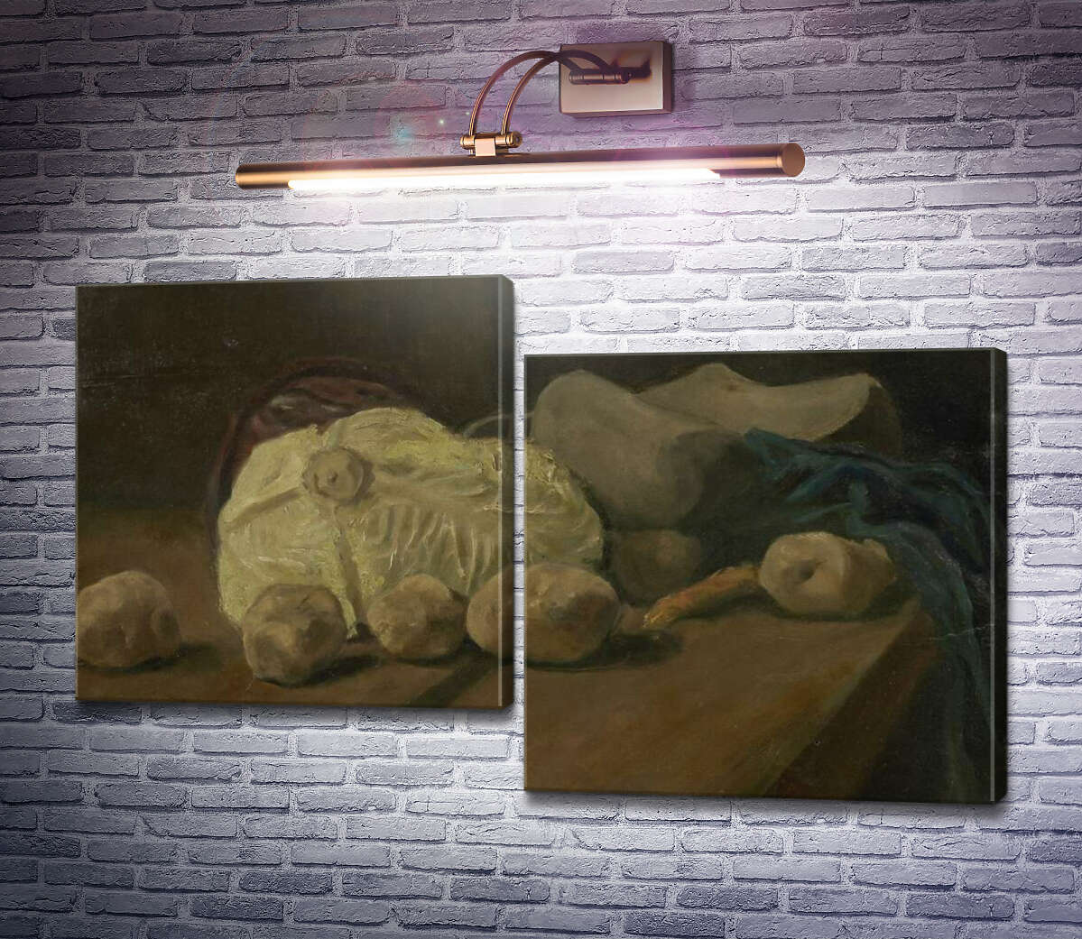 Модульна картина Натюрморт з капустою і дерев'яними черевиками (Still Life with Cabbage and Clogs, 1881 (Модуль №9) Вінсент Ван Гог Модульна картина Натюрморт з капустою і дерев'яними черевиками (Still Life with Cabbage and Clogs, 1881 (Модуль №9) Вінсент Ван Гог