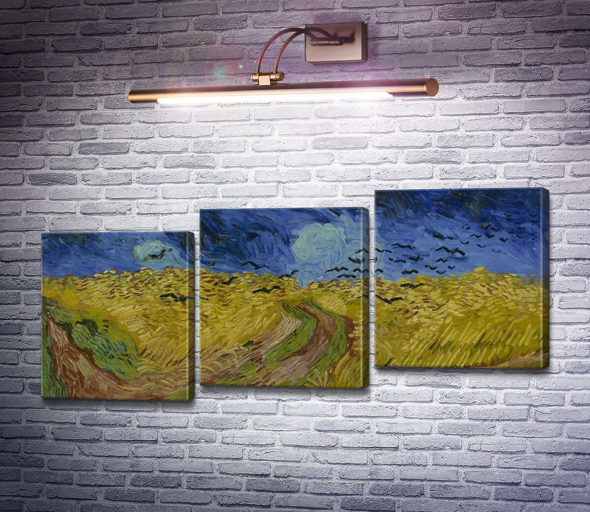 Модульная картина Пшеничное поле с воронами (Wheat Field with Crows), 1890 (Модуль №14) Винсент Ван Гог