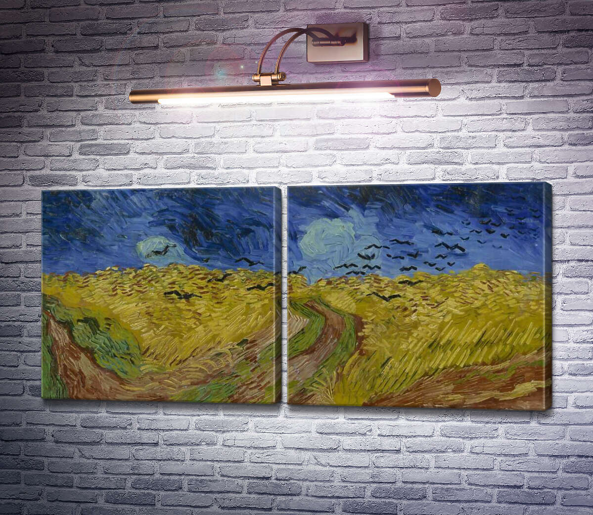 Модульная картина Пшеничное поле с воронами (Wheat Field with Crows), 1890 (Модуль №6) Винсент Ван Гог Модульная картина Пшеничное поле с воронами (Wheat Field with Crows), 1890 (Модуль №6) Винсент Ван Гог