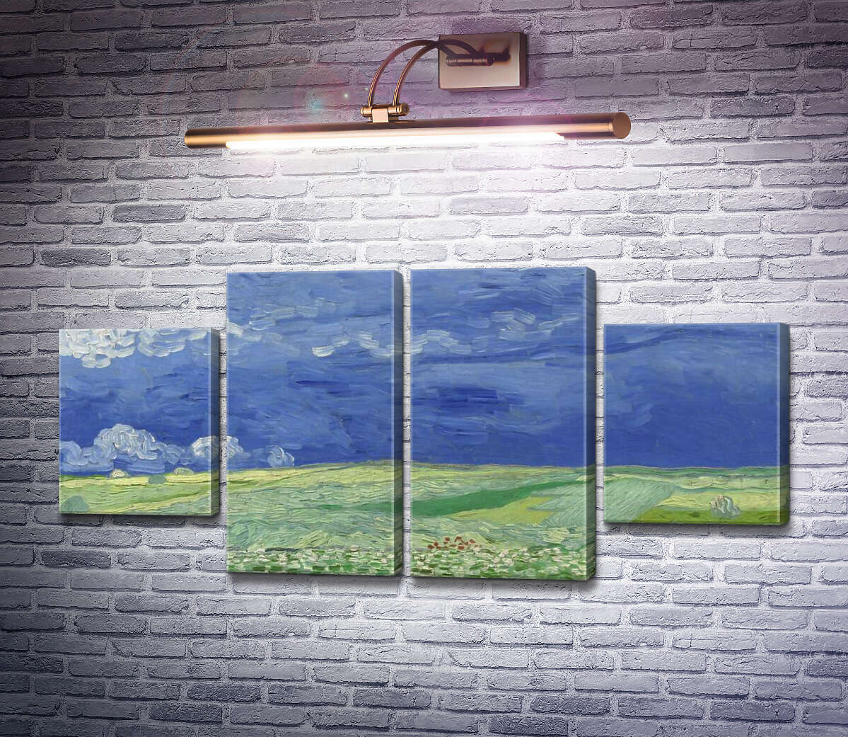 Модульная картина Пшеничное поле под грозовыми облаками (Wheatfields under Thunderclouds), 1890 (Модуль №20) Винсент Ван Гог Модульная картина Пшеничное поле под грозовыми облаками (Wheatfields under Thunderclouds), 1890 (Модуль №20) Винсент Ван Гог