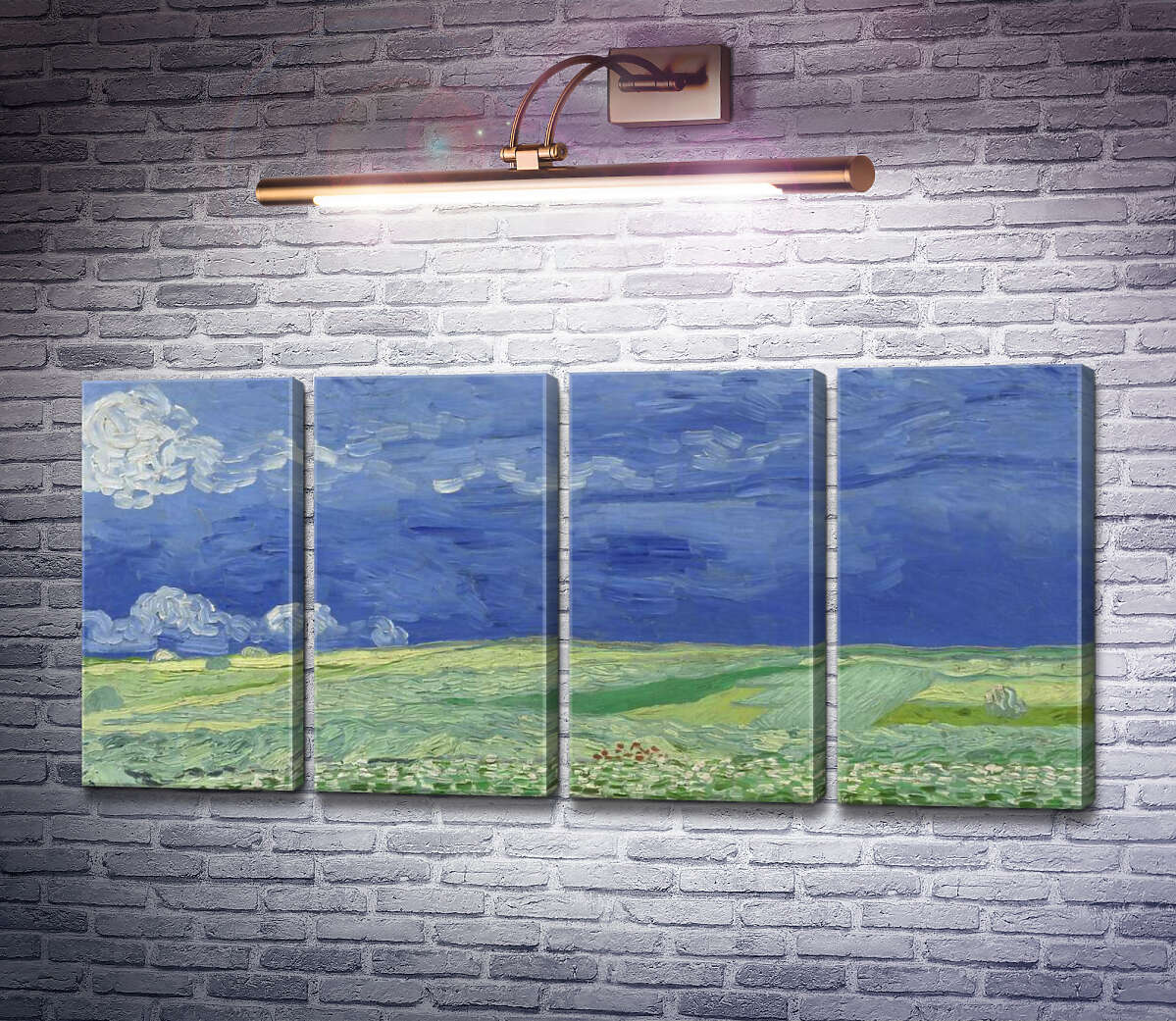 Модульная картина Пшеничное поле под грозовыми облаками (Wheatfields under Thunderclouds), 1890 (Модуль №24) Винсент Ван Гог Модульная картина Пшеничное поле под грозовыми облаками (Wheatfields under Thunderclouds), 1890 (Модуль №24) Винсент Ван Гог
