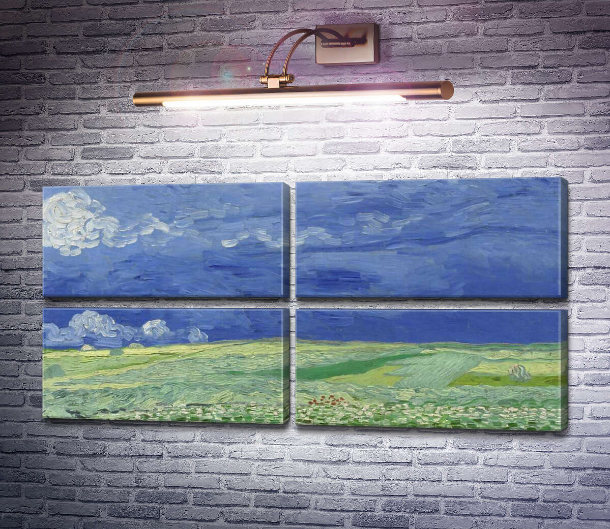 Модульная картина Пшеничное поле под грозовыми облаками (Wheatfields under Thunderclouds), 1890 (Модуль №25) Винсент Ван Гог Модульная картина Пшеничное поле под грозовыми облаками (Wheatfields under Thunderclouds), 1890 (Модуль №25) Винсент Ван Гог