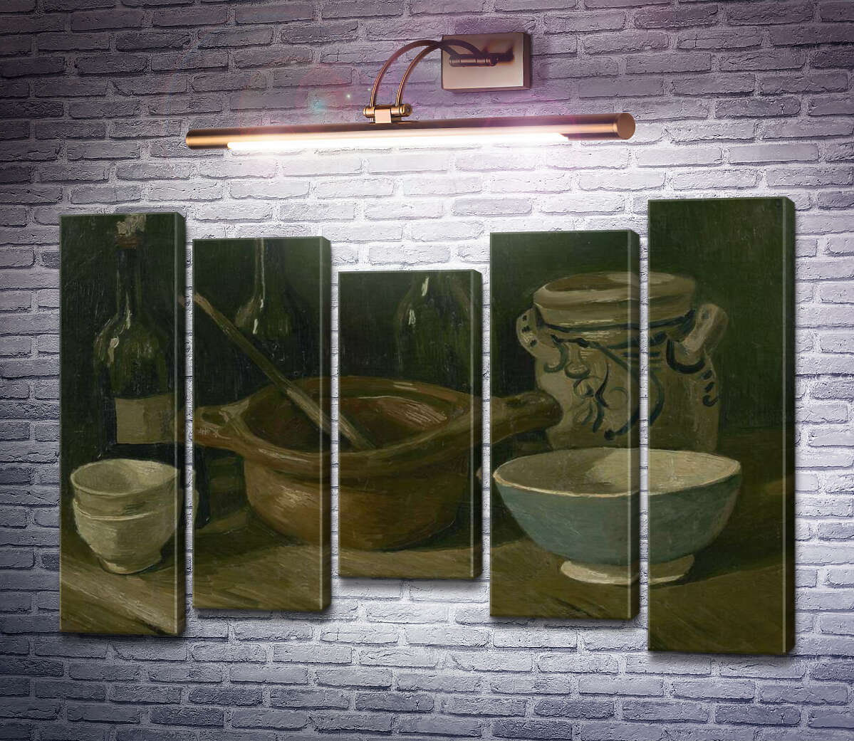 Модульна картина Натюрморт з трьома пляшками і глиняним посудом (Still Life with Three Bottles and Earthenware), 1884-85 (Модуль №27) Вінсент Ван Гог