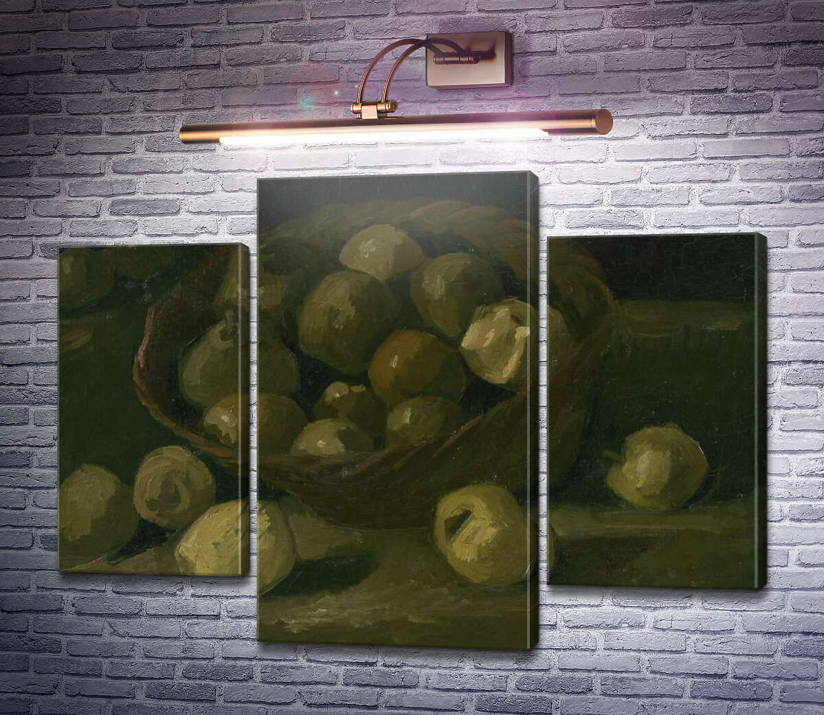 Модульная картина Натюрморт с корзиной яблок (Still Life with Basket of Apples), 1885 (Модуль №10) Винсент Ван Гог