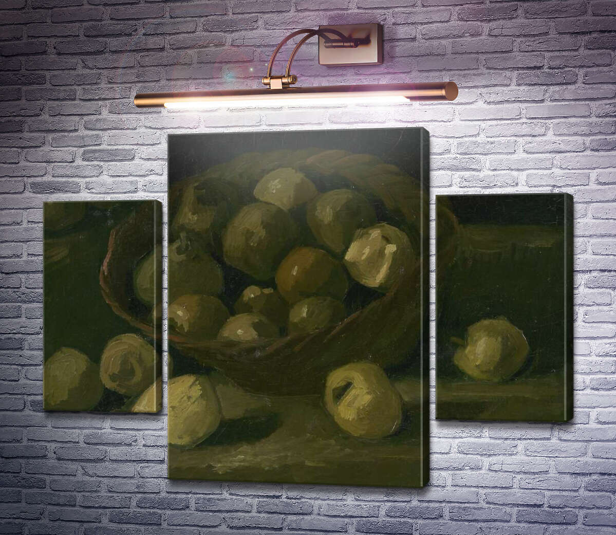 Модульная картина Натюрморт с корзиной яблок (Still Life with Basket of Apples), 1885 (Модуль №5) Винсент Ван Гог