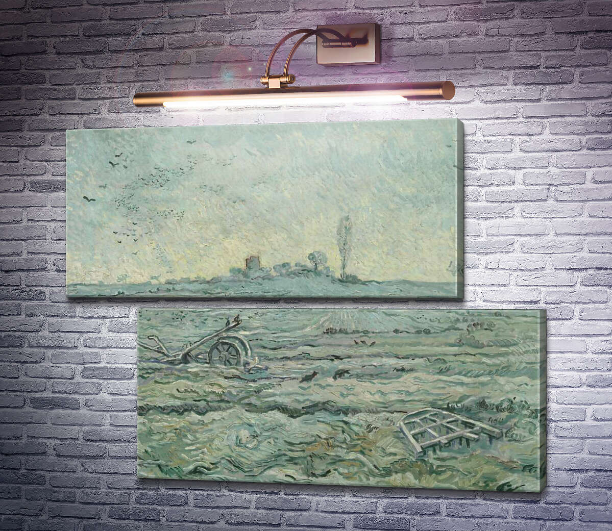 Модульна картина Засніжене поле з плугом (за мотивами Мілле) (The Plough and the Harrow (after Millet), 1890 (Модуль №8) Вінсент Ван Гог Модульна картина Засніжене поле з плугом (за мотивами Мілле) (The Plough and the Harrow (after Millet), 1890 (Модуль №8) Вінсент Ван Гог