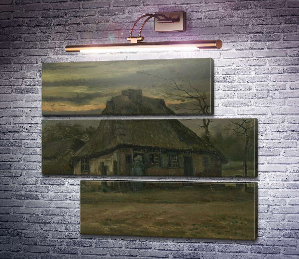 Модульная картина Соломенная хижина в сумерках (Straw Hut at Dusk), 1885 (Модуль №16) Винсент Ван Гог
