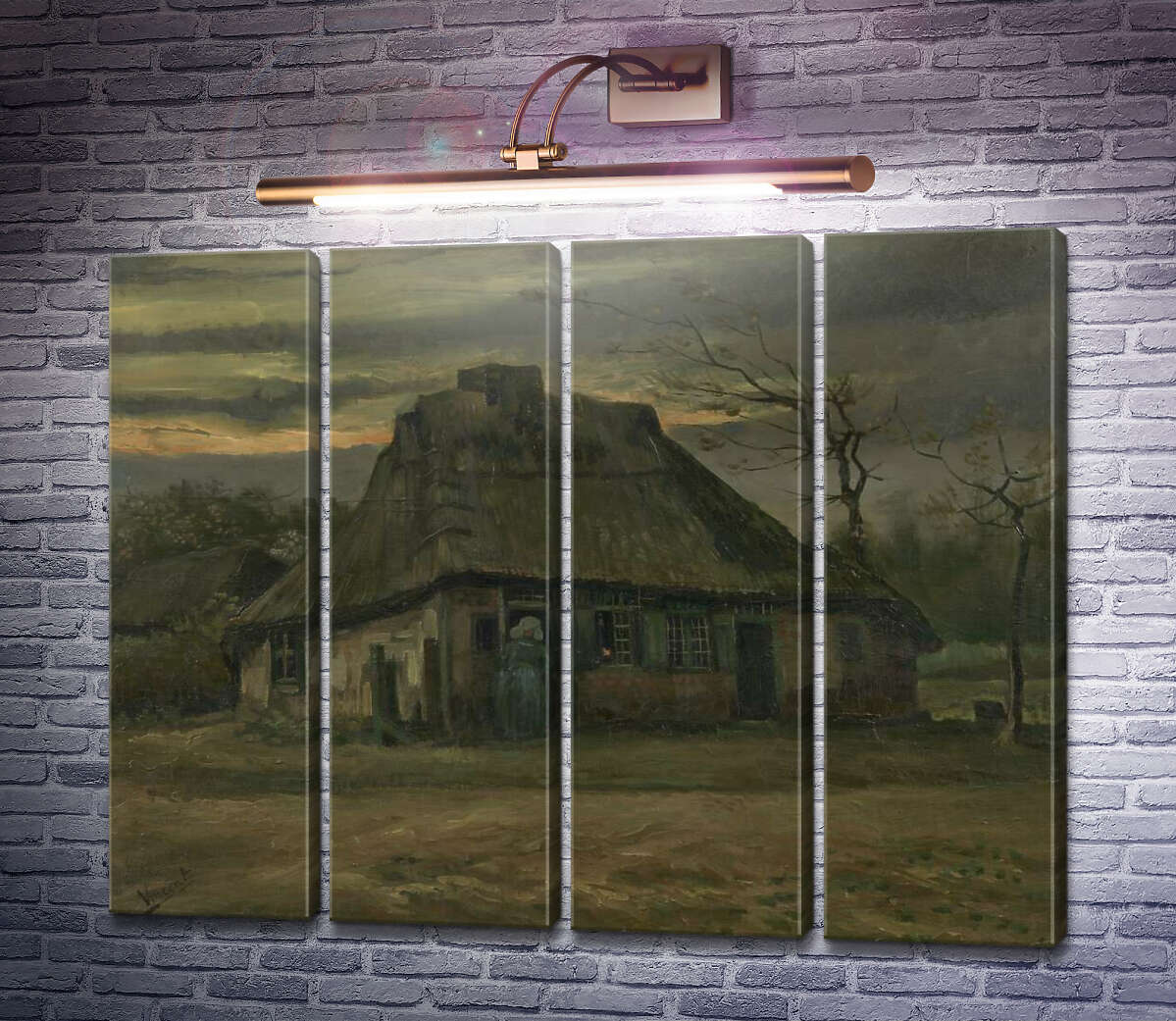 Модульна картина Солом'яна хатина в сутінках (Straw Hut at Dusk), 1885 (Модуль №24) Вінсент Ван Гог Модульна картина Солом'яна хатина в сутінках (Straw Hut at Dusk), 1885 (Модуль №24) Вінсент Ван Гог