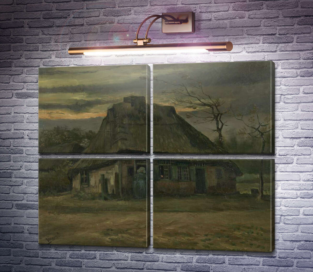 Модульная картина Соломенная хижина в сумерках (Straw Hut at Dusk), 1885 (Модуль №25) Винсент Ван Гог Модульная картина Соломенная хижина в сумерках (Straw Hut at Dusk), 1885 (Модуль №25) Винсент Ван Гог